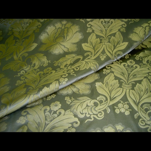 Arts and Crafts Floral Silk Damask in Forest Green - Picture 4 of 7